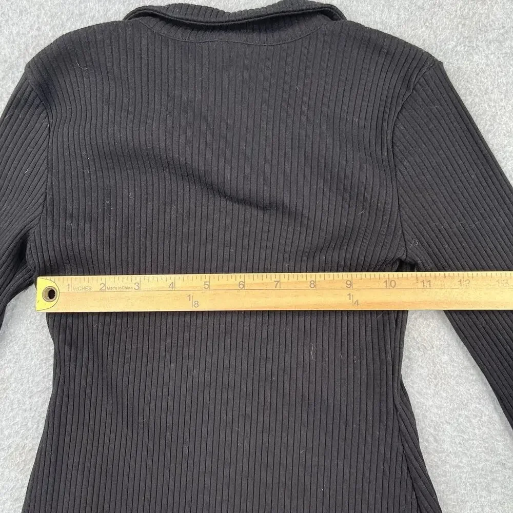 Old Navy Youth Girls Long Sleeve Dress Stretch Black Ribbed Collar Casual Size S